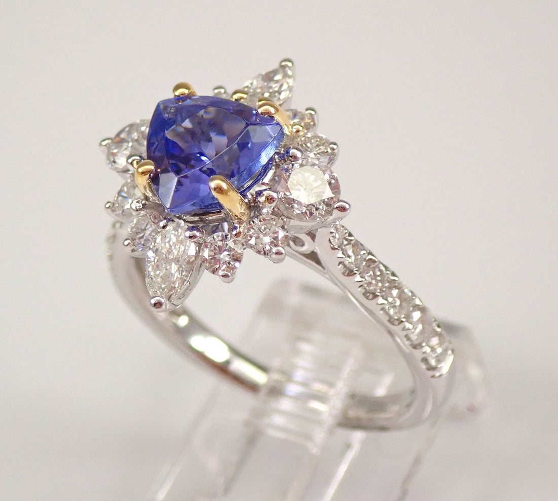 Blue Sapphire Flower Inspired Ring