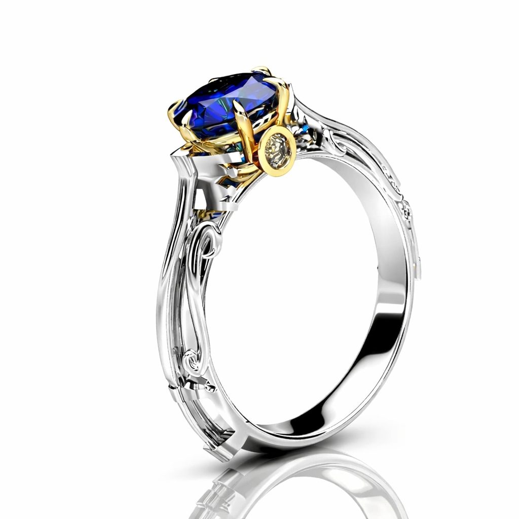 Blue Sapphire Women's Kingdom Hearts Keyblade Engagement Ring