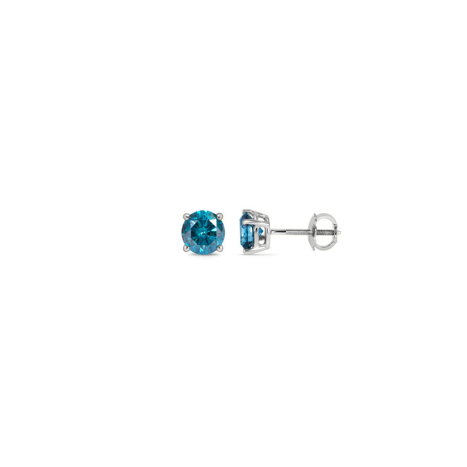 Blue diamond solitaire earrings