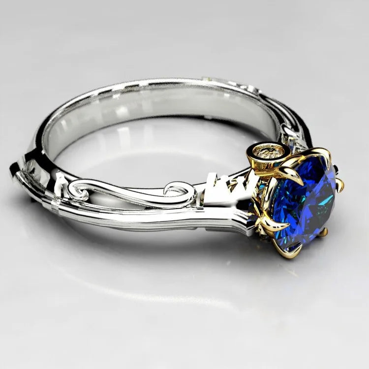 Blue gemstone engagement ring for her