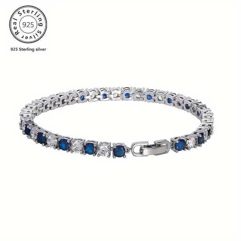 Blue gemstone tennis bracelet for women
