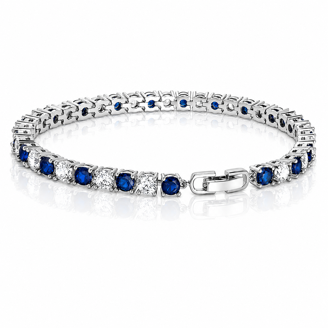 Blue sapphire and diamond tennis bracelet for her