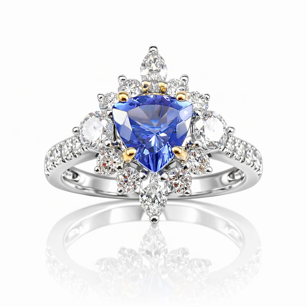 Blue Tanzanite Heart Bloom Ring