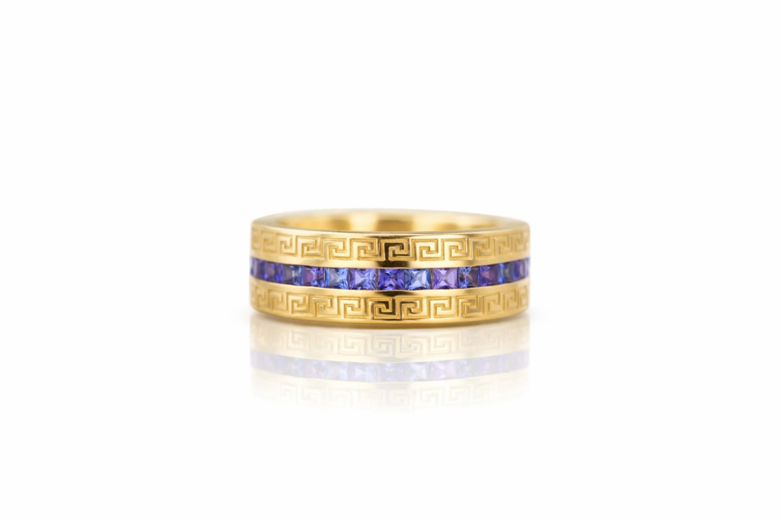 Blue tanzanite antique wedding band for men