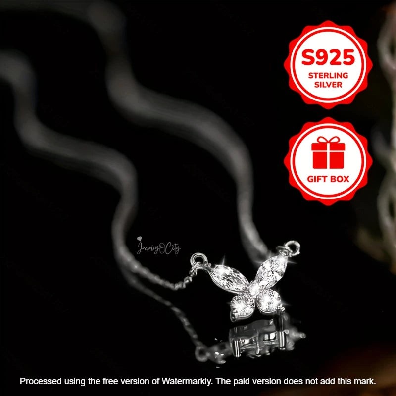 Natural 1.60Ct Diamond Butterfly Shape Pendant For Her