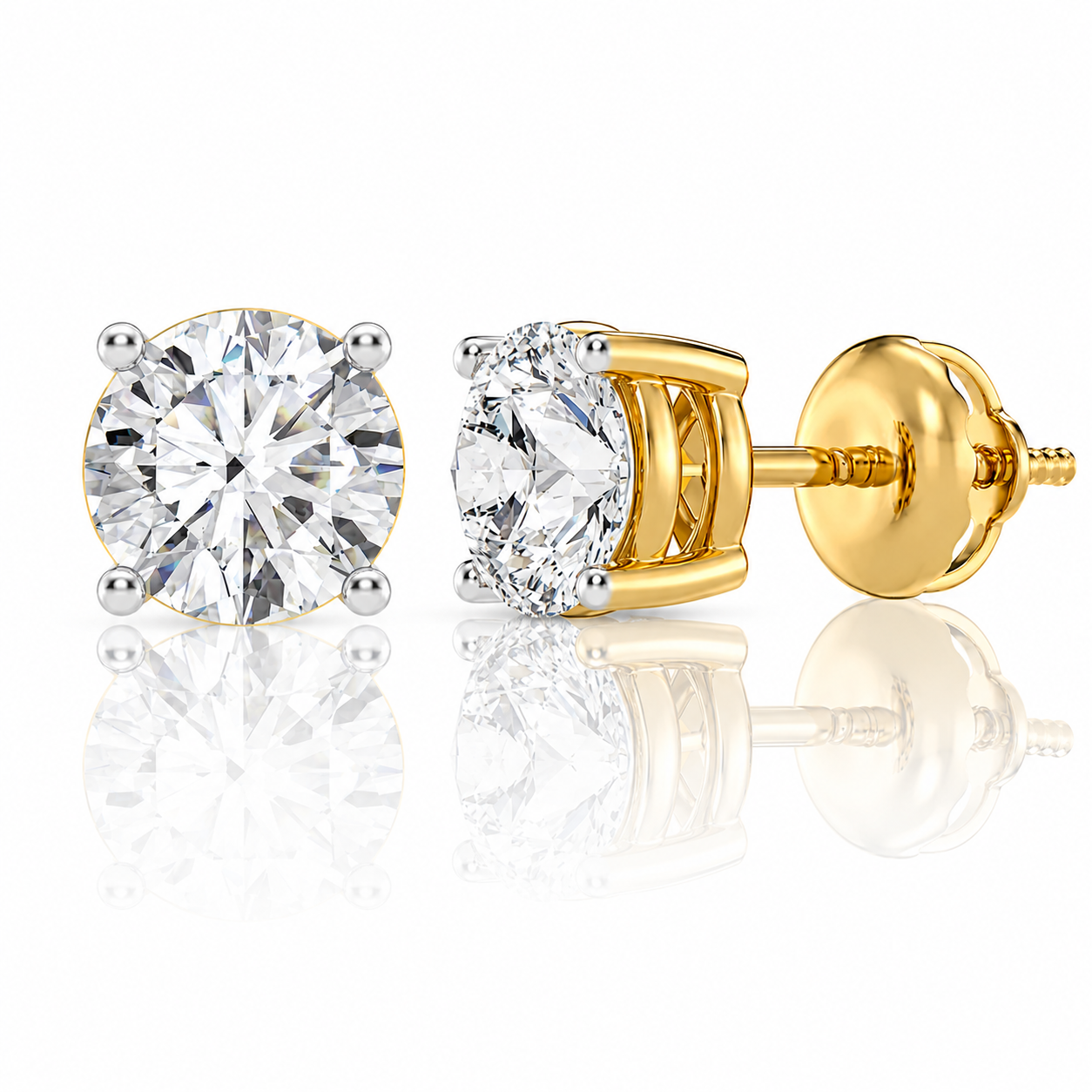 Round Cut Moissanite Solitaire Stud Earrings – Unisex