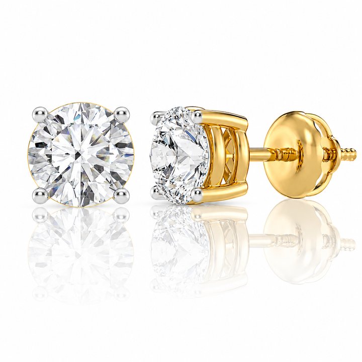 Round Cut Moissanite Solitaire Stud Earrings – Unisex