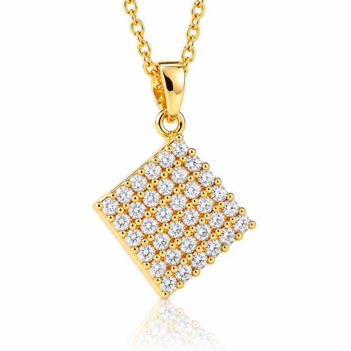 Classic rhombus pavé moissanite pendant necklace