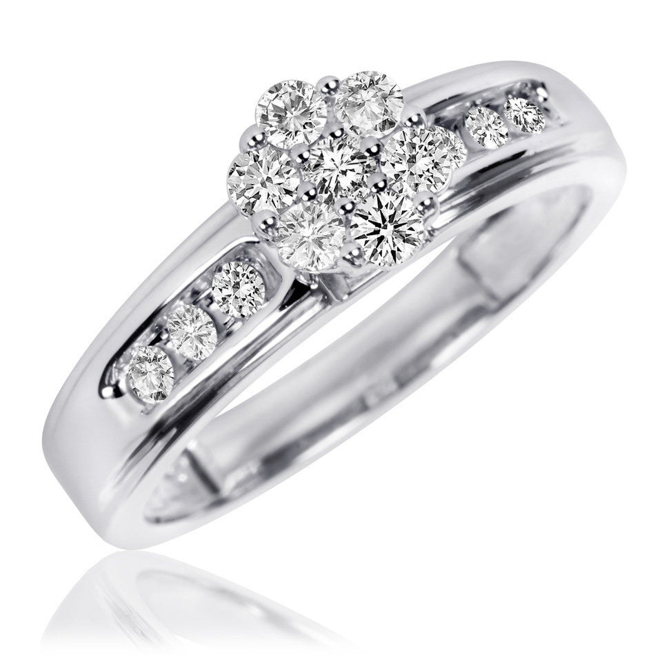 Cluster Moissanite Wedding Ring Set