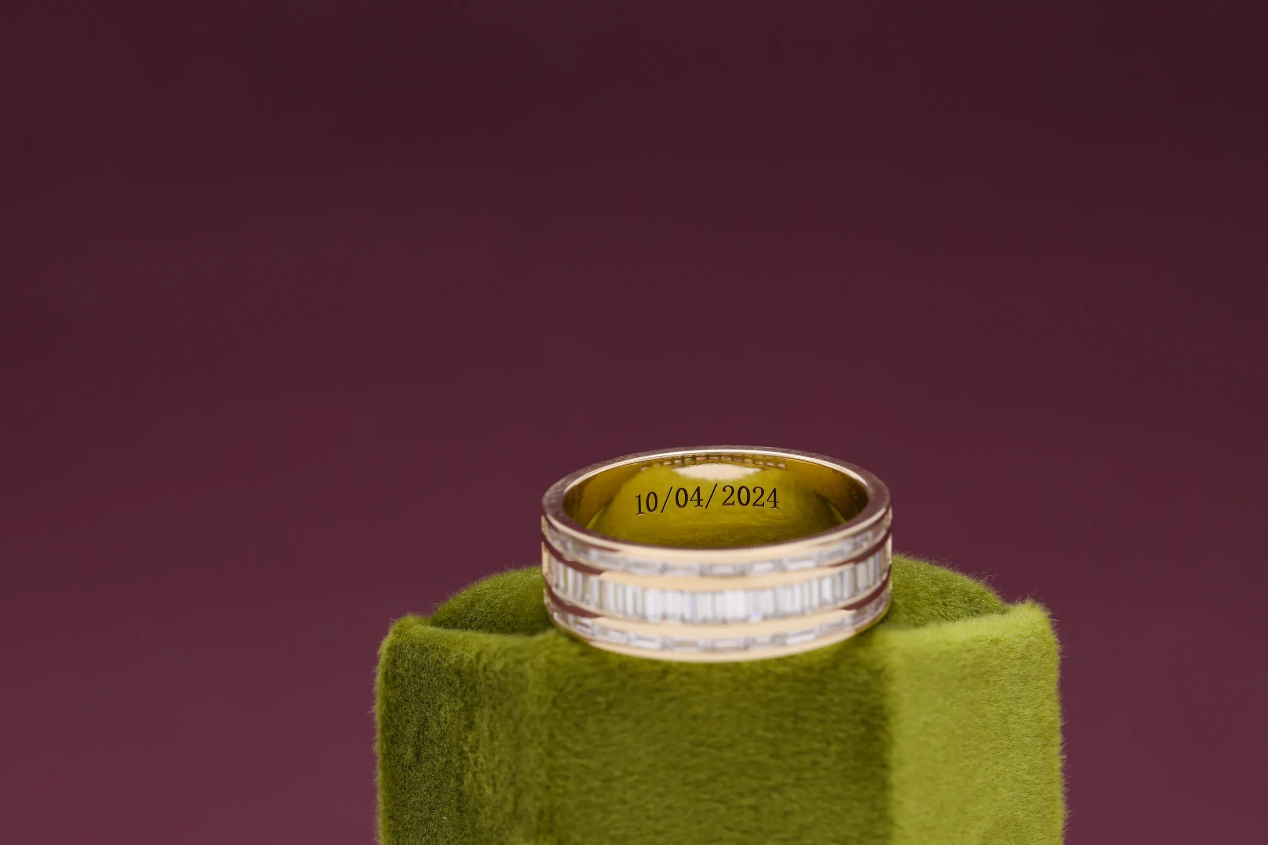 Contemporary baguette moissanite ring for men