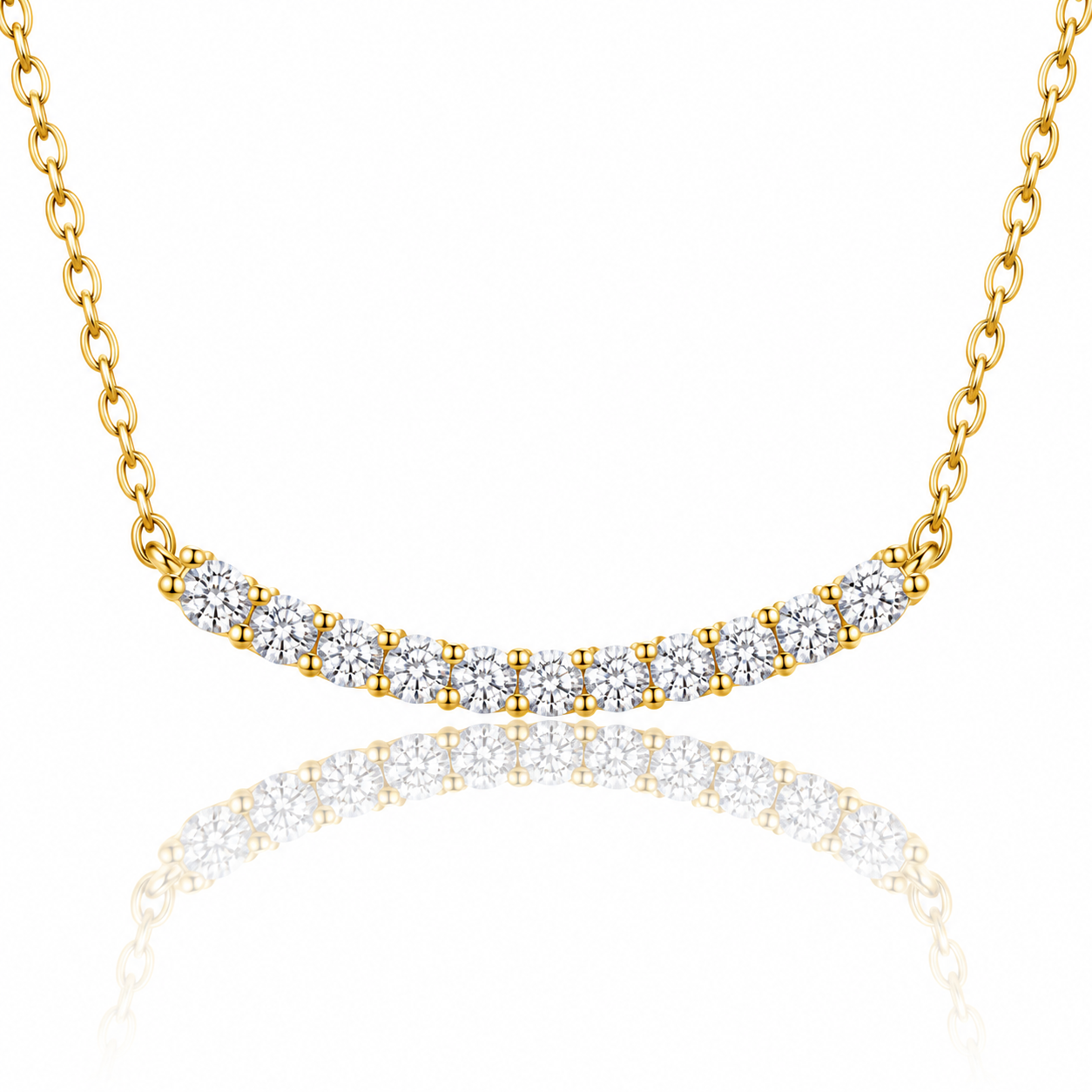 Dainty curved moissanite smile pendant necklace


