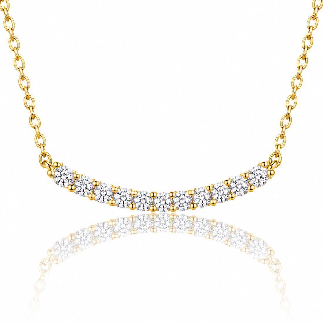 Dainty curved moissanite smile pendant necklace

