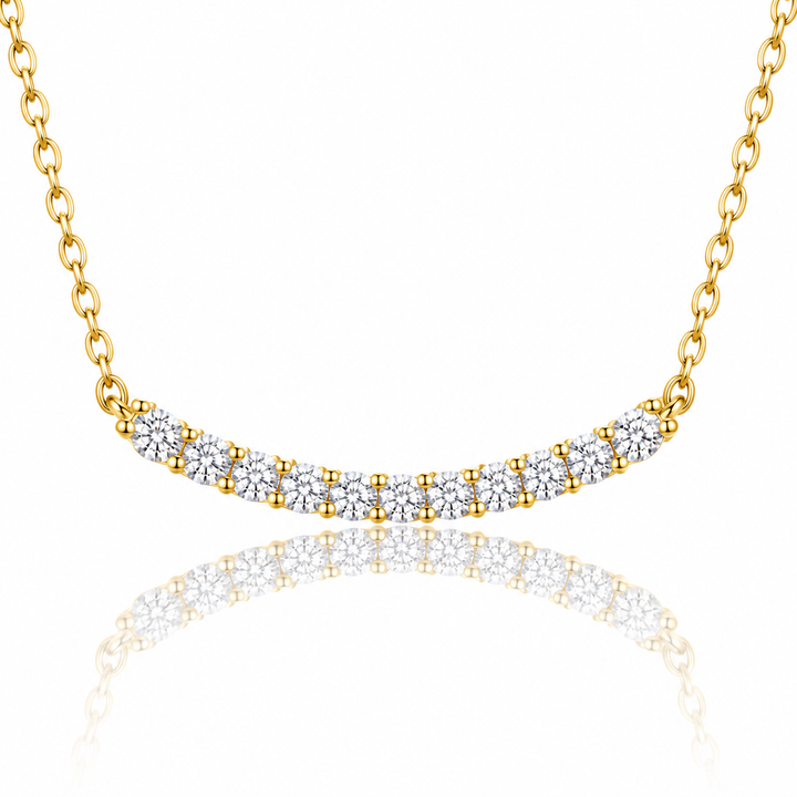 Dainty curved moissanite smile pendant necklace

