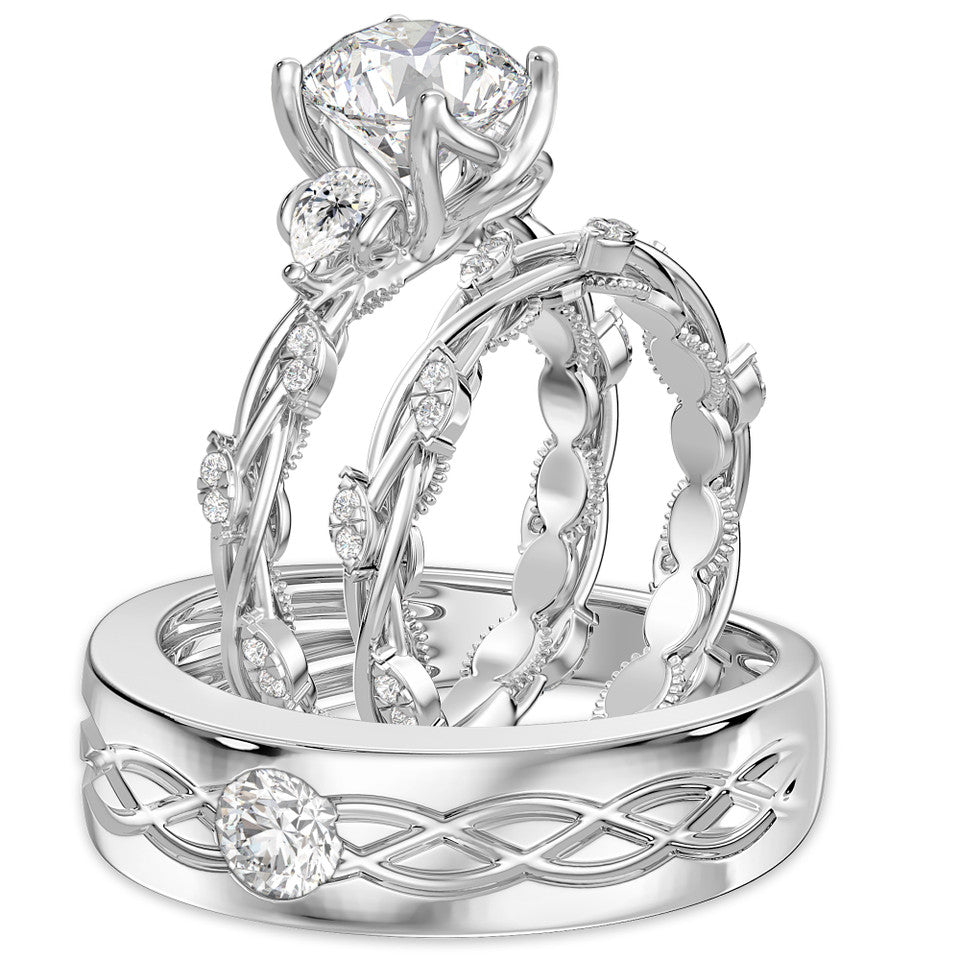 Diamond Intertwined Engagement Ring Set | Elegant Bridal Set