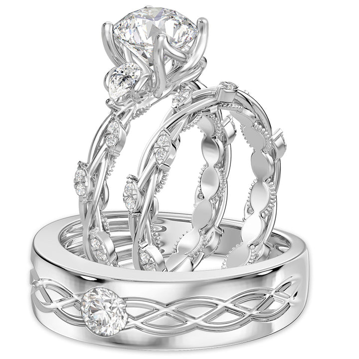 Diamond Intertwined Engagement Ring Set | Elegant Bridal Set