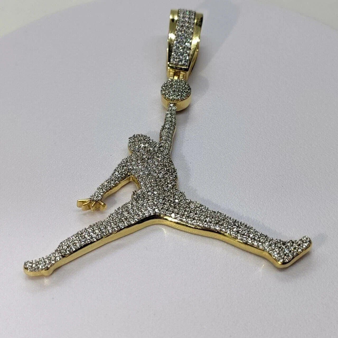 Diamond basketball charm necklace