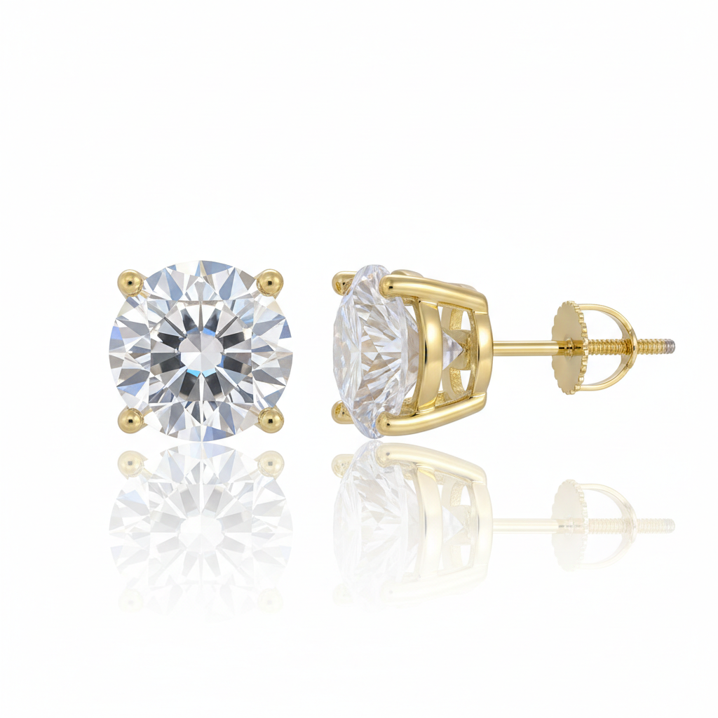 Diamond stud earrings for her round cut