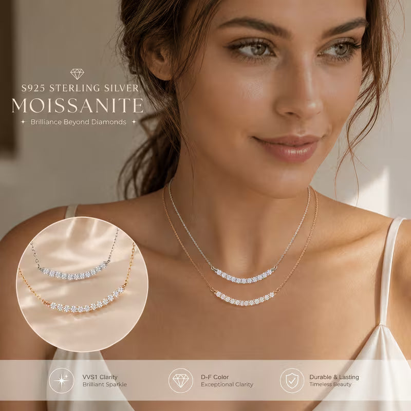 Elegant curved moissanite pendant