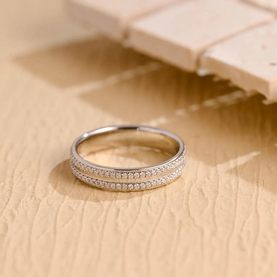 Elegant two row moissanite band for women