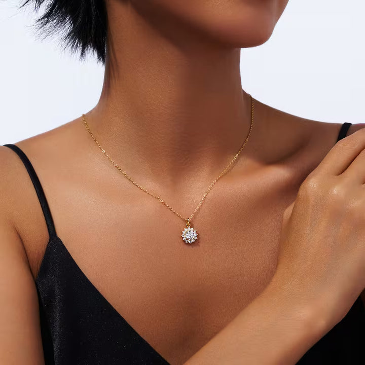 Floral cluster moissanite necklace