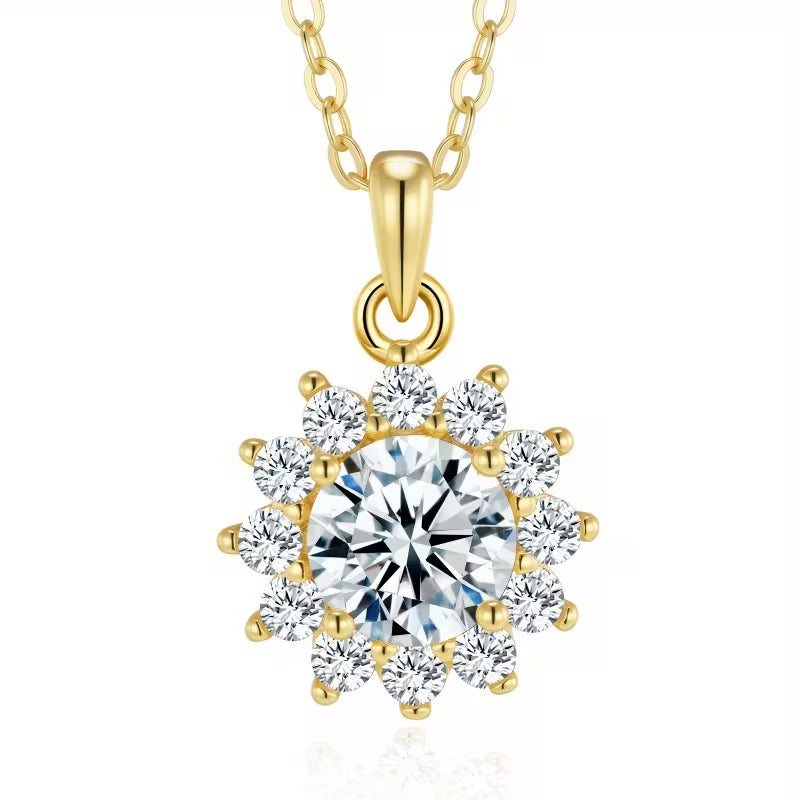 Floral moissanite pendant necklace