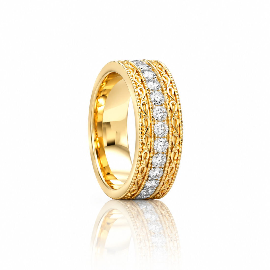 Gold Moissanite Eternity Band