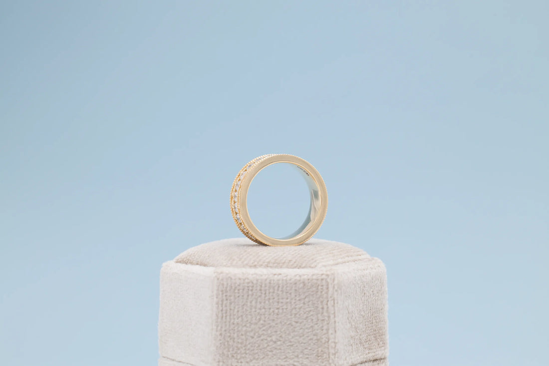 Gold Moissanite Wedding Band