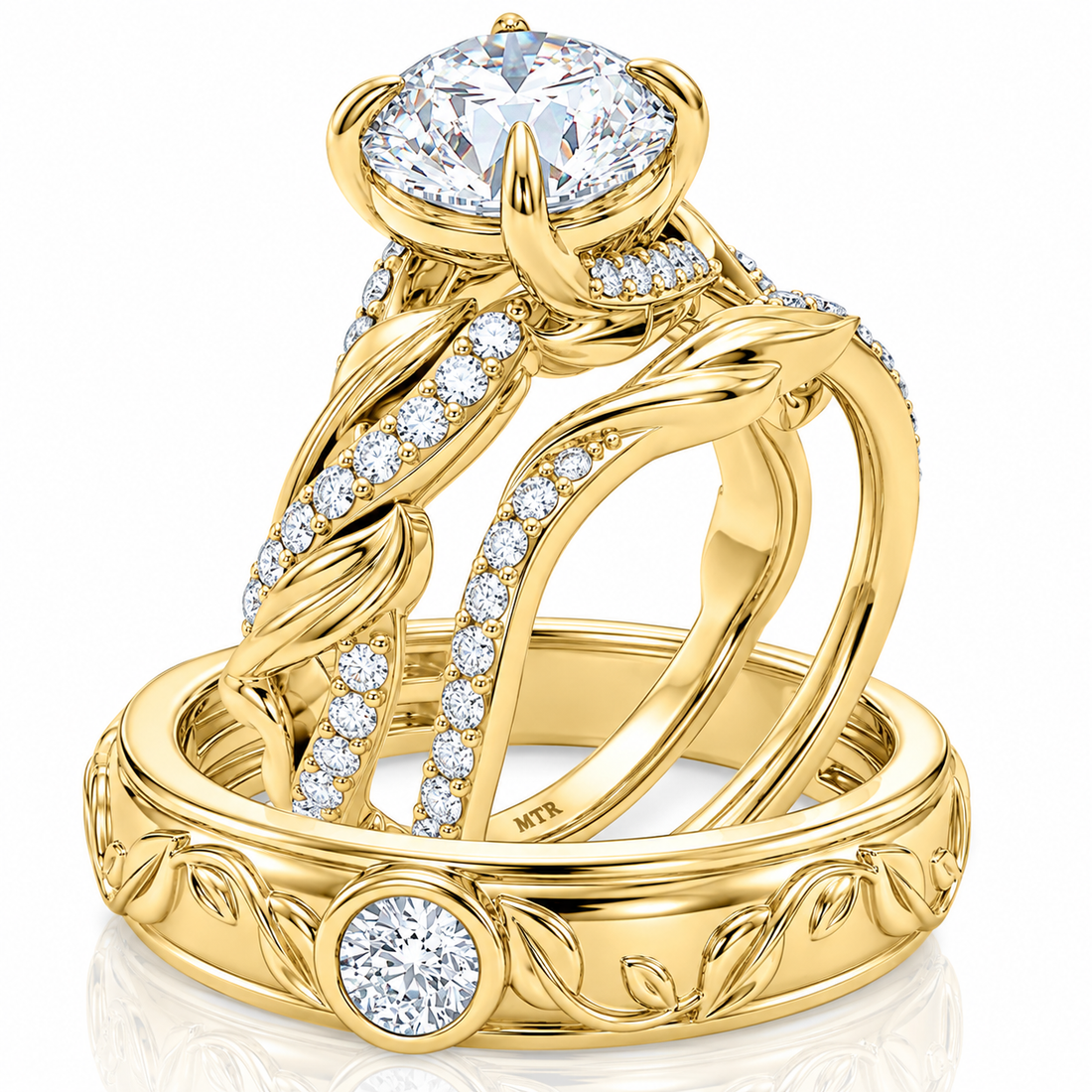 Golden Flora Interlocking Ring Set