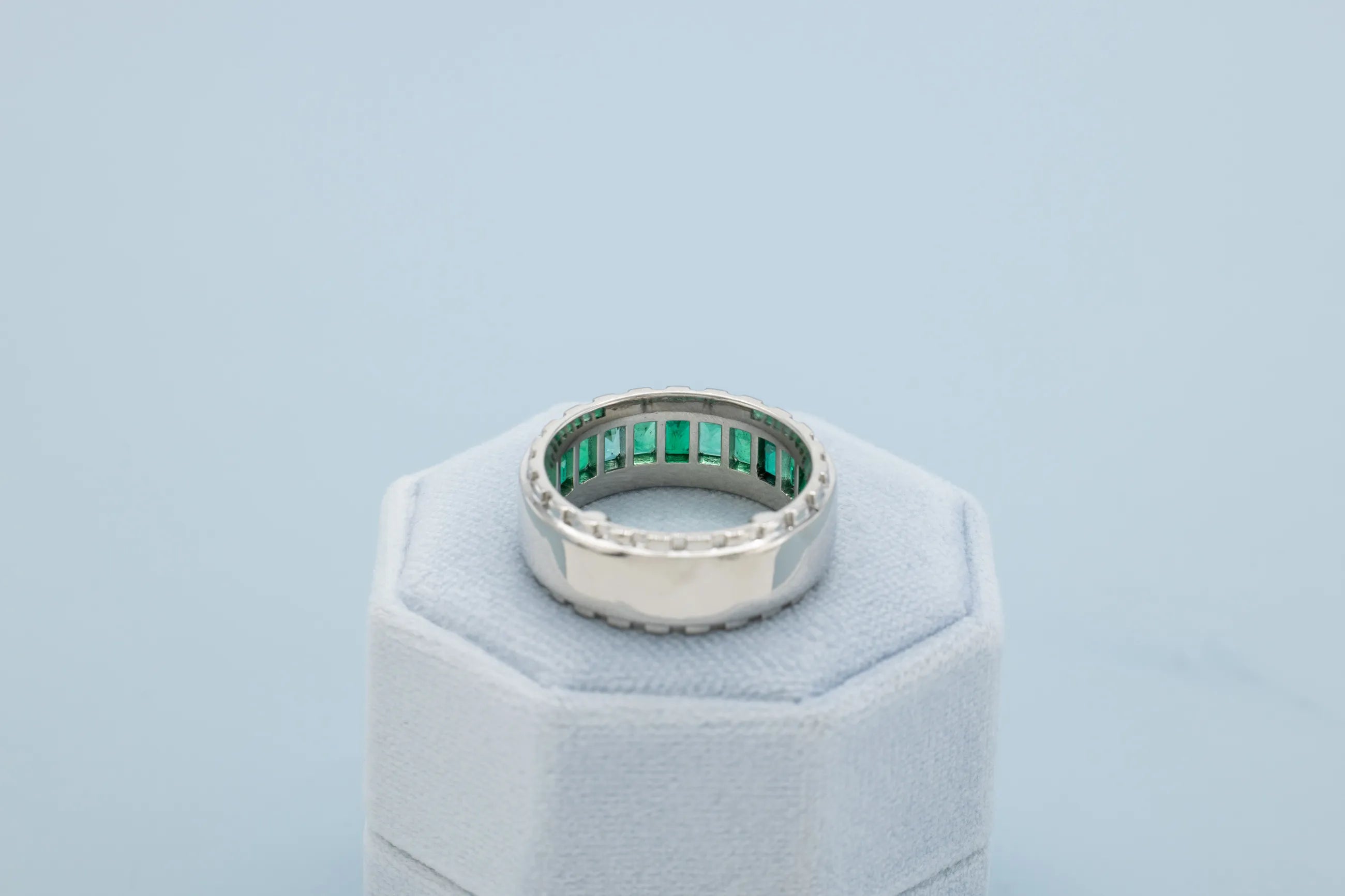 Green emerald statement band ring