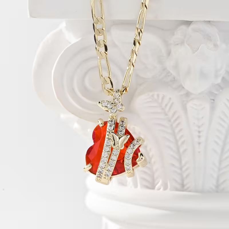 Heart butterfly moissanite necklace