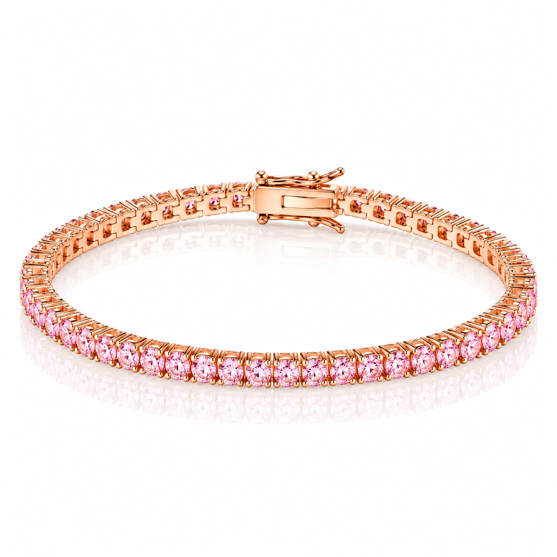 Heartstrings Rose Gold Vivid Pink Eternity Tennis Bracelet