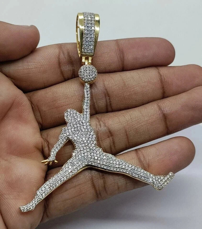 Iced out Jumpman basketball pendant for men