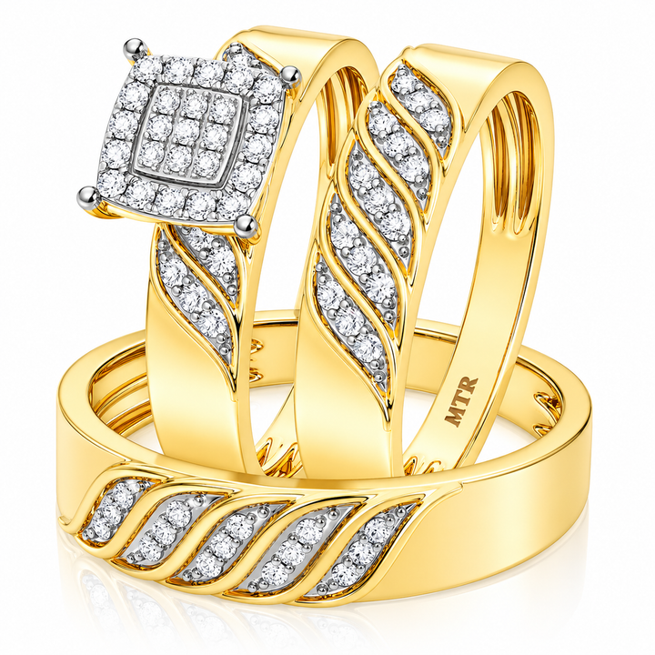 Isidor moissanite cushion cluster trio ring set