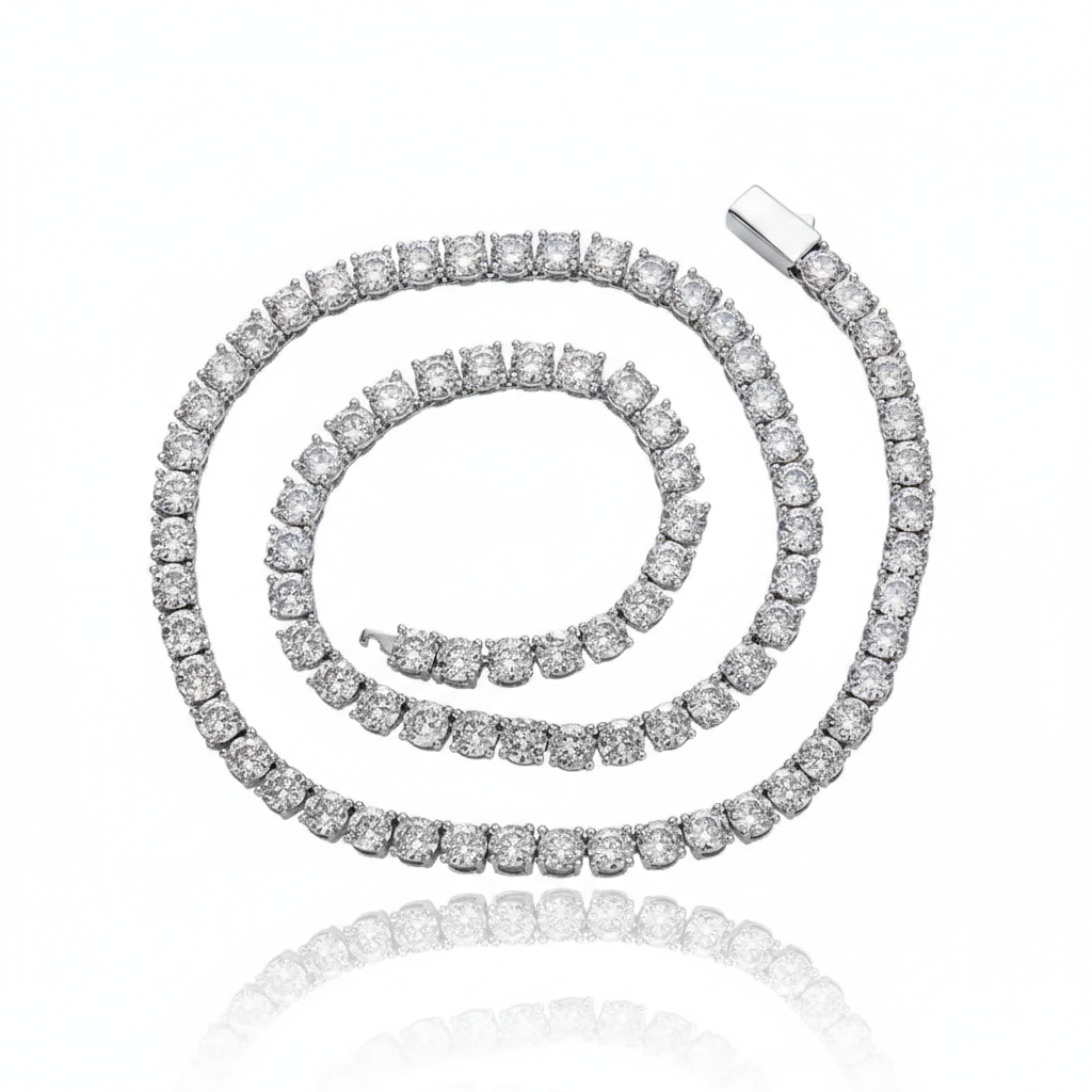 Lab created diamond tennis necklace 14K gold plated