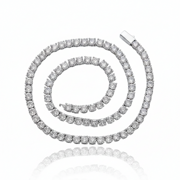 Lab created diamond tennis necklace 14K gold plated