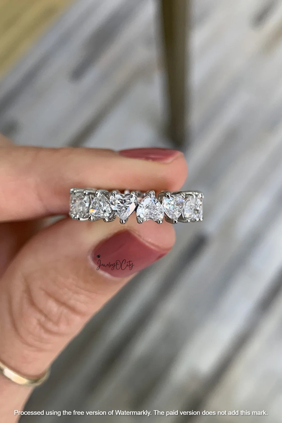 2.60Ct Heart Cut Full Eternity Diamond Engagement Band For Her