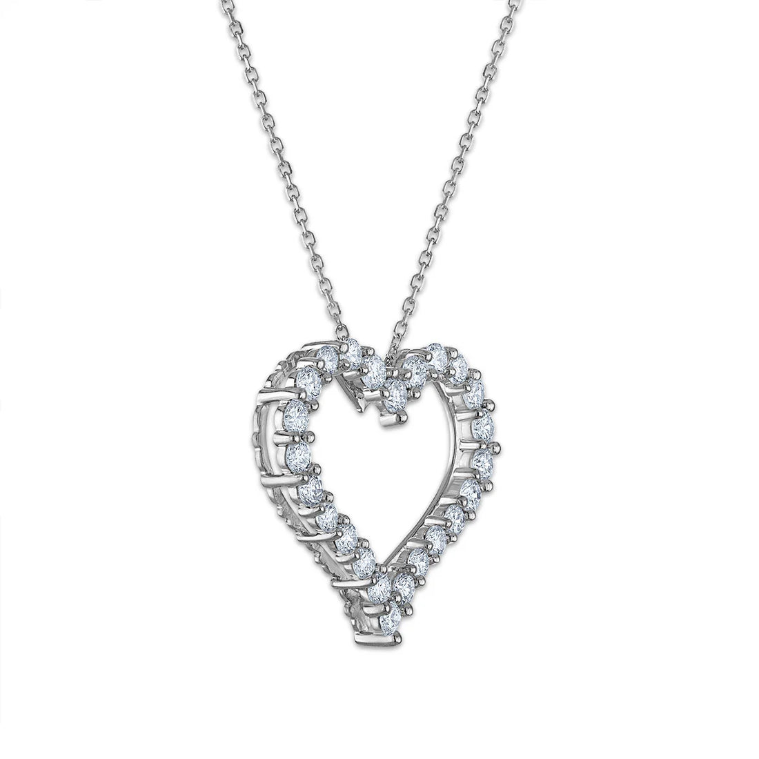 Luxury pavé diamond heart pendant for women in high-polish white gold.