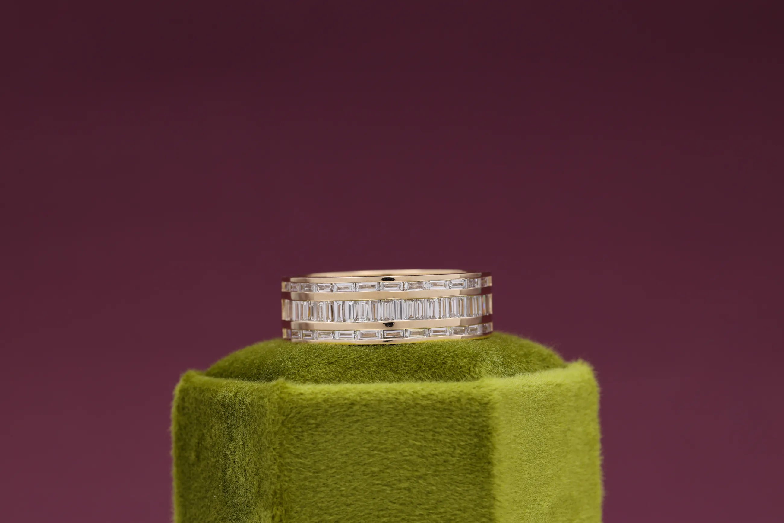 Men's baguette cut moissanite wedding ring