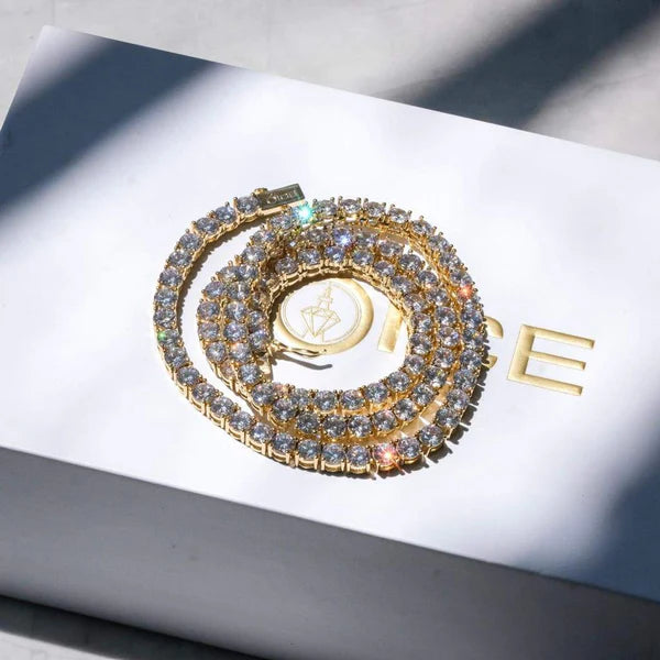 Men's sparkling moissanite tennis chain necklace