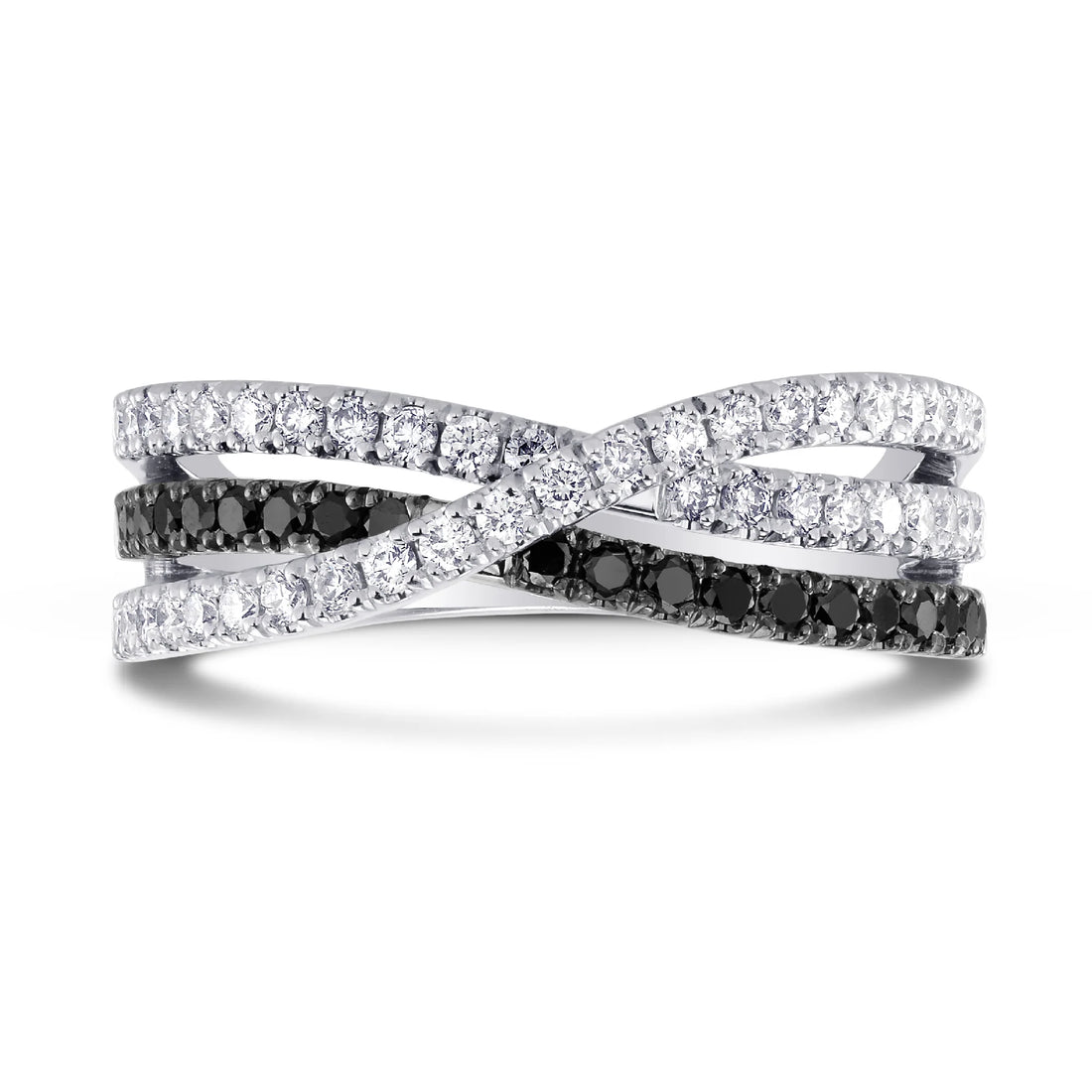 Modern Infinity Diamond Band for Couples
Black Diamond and White Diamond Infinity Ring