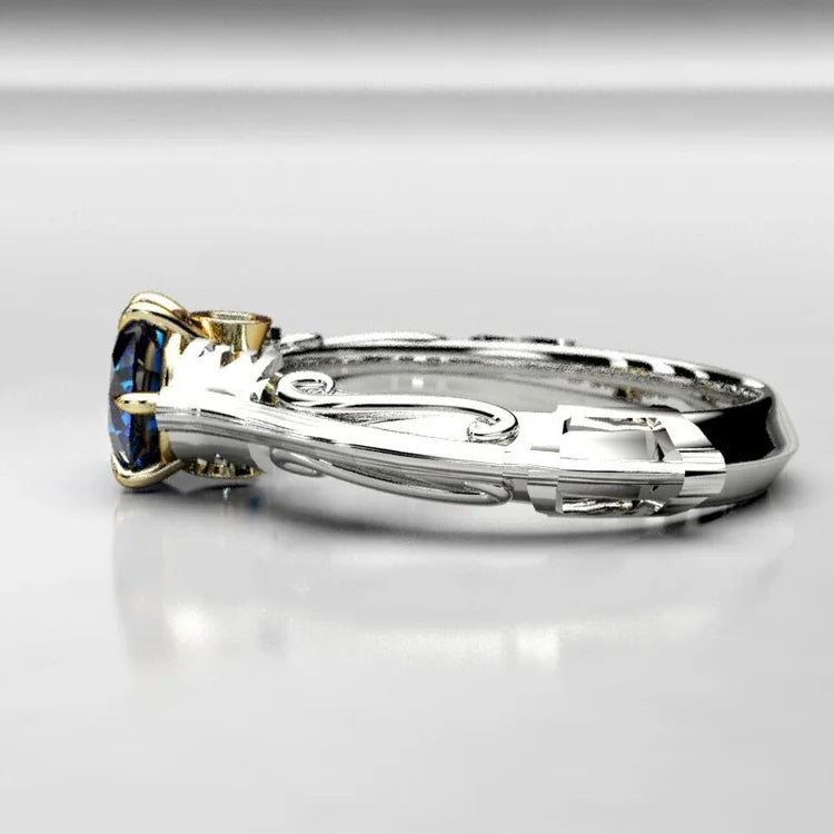 Modern Two-Tone Sapphire Ring
