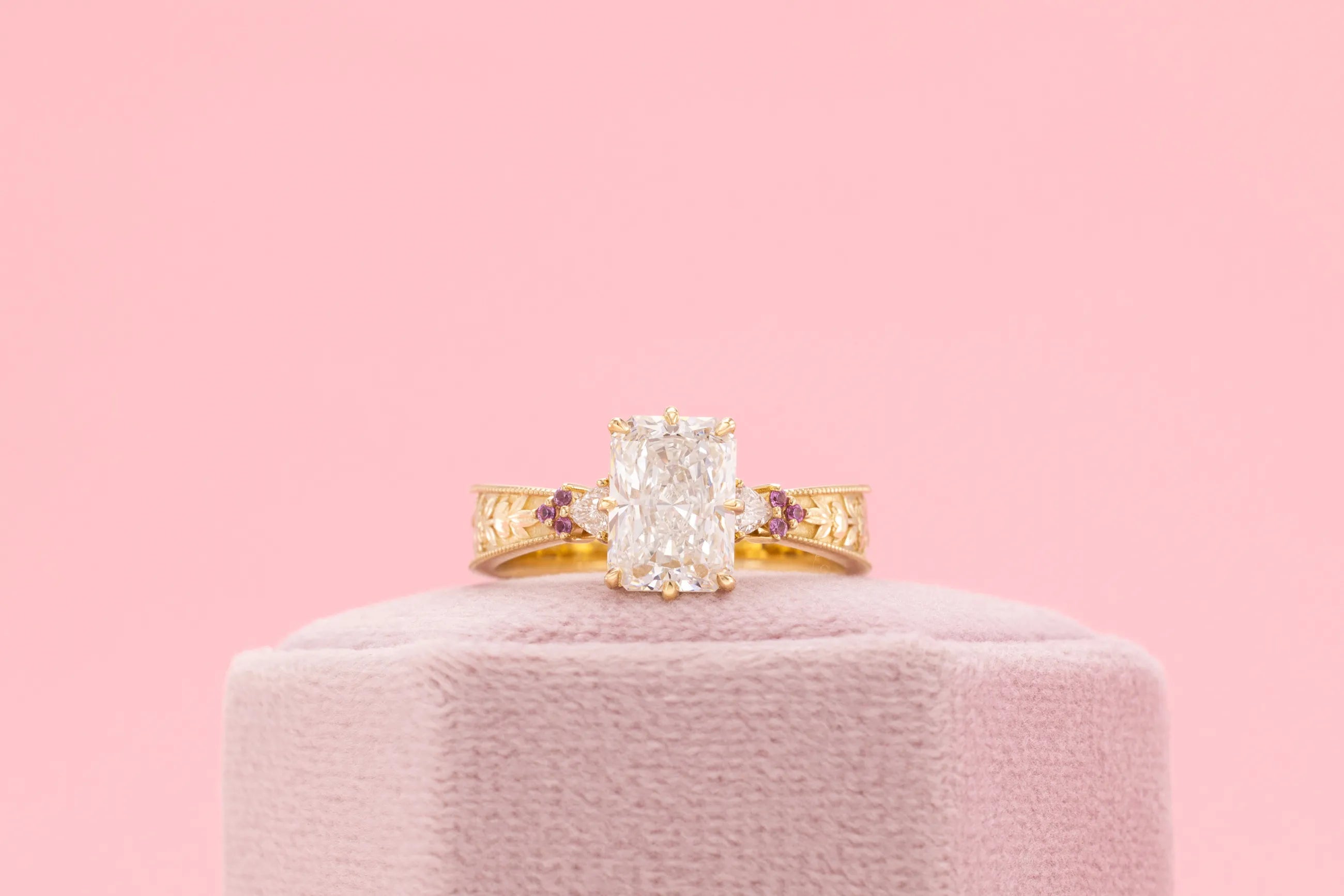 Moissanite Engagement Ring with Amethyst