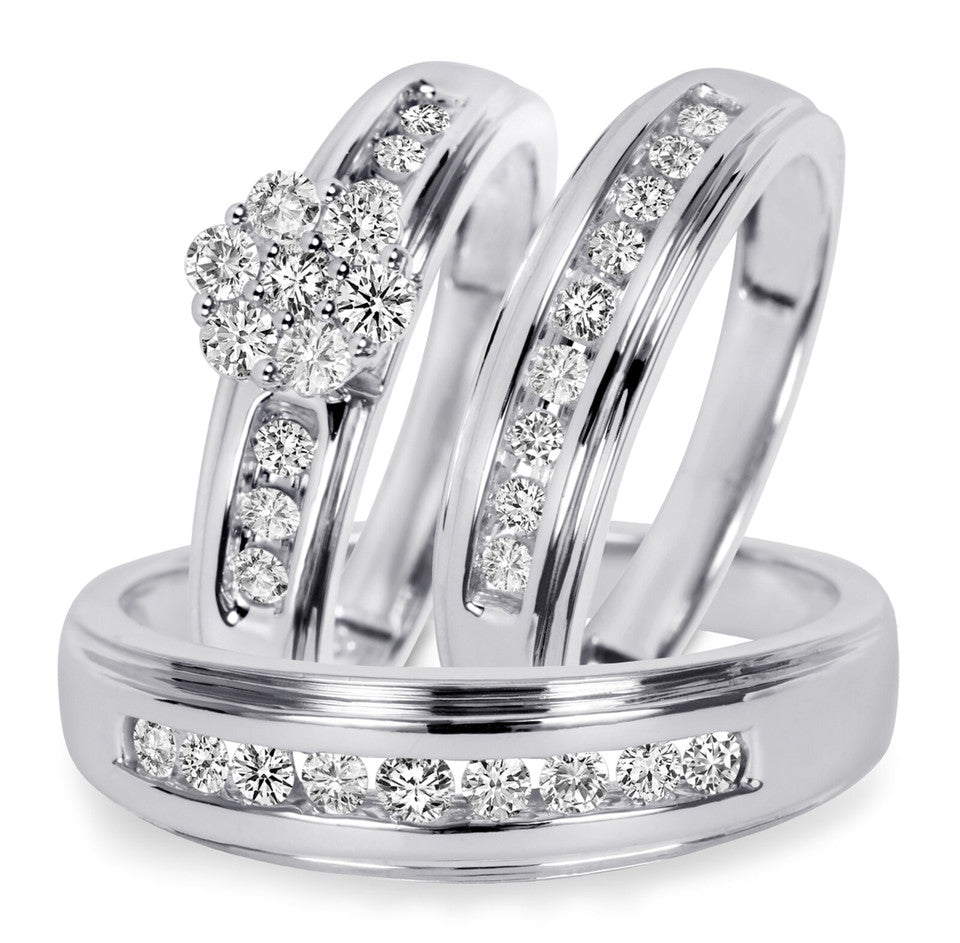 Moissanite Wedding Band Set