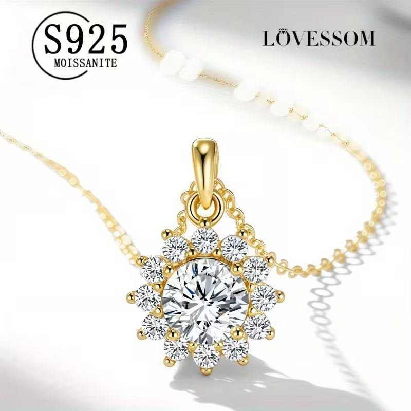 Moissanite flower pendant for women