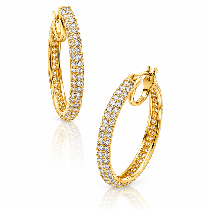 Multi-Row Pavé Moissanite Hoop Earrings