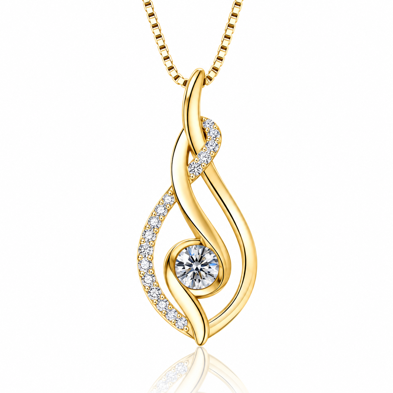 Ocean Wave Ribbon Moissanite Pendant