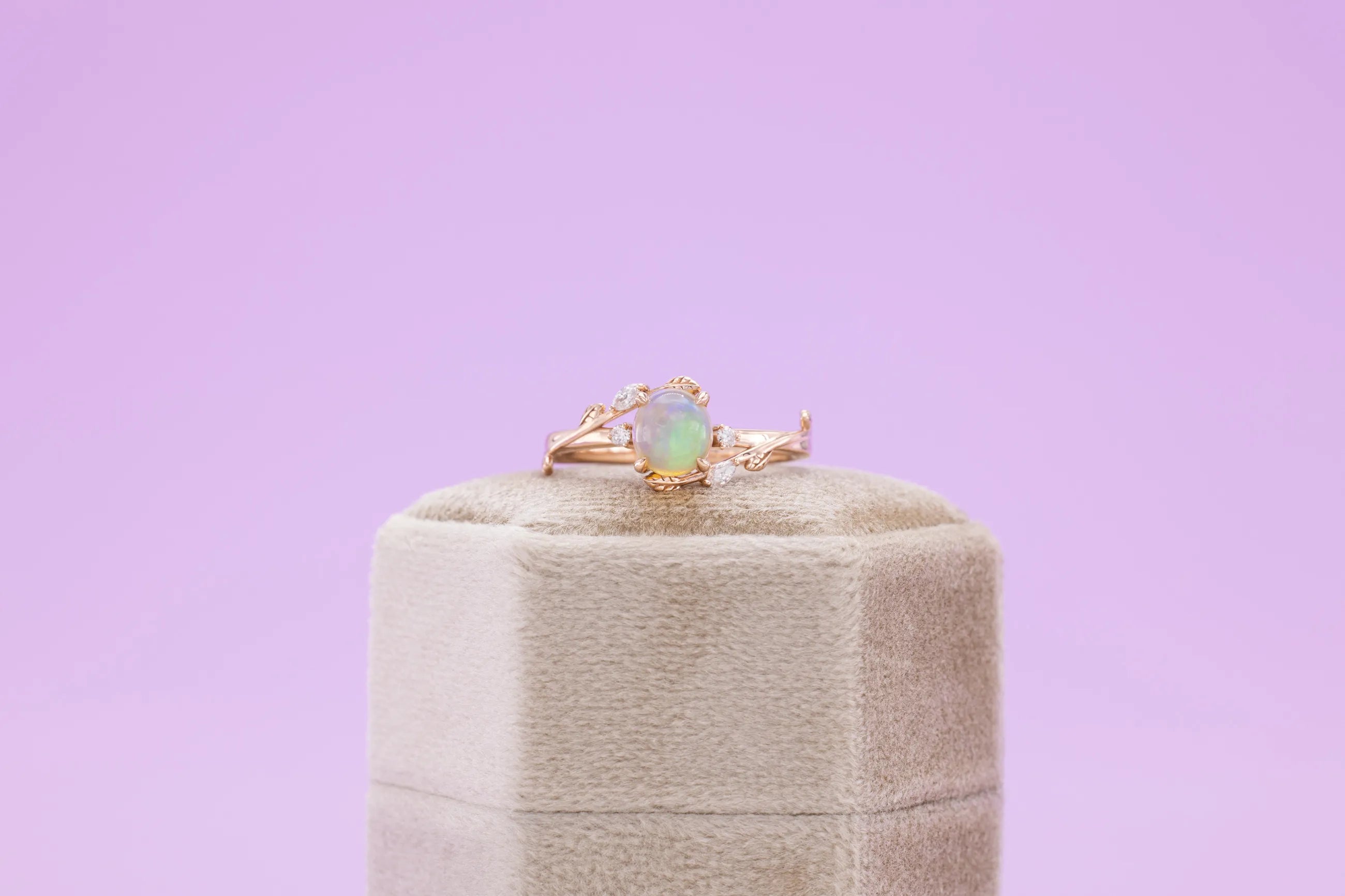 Opal Vine Leaf Ring for Women