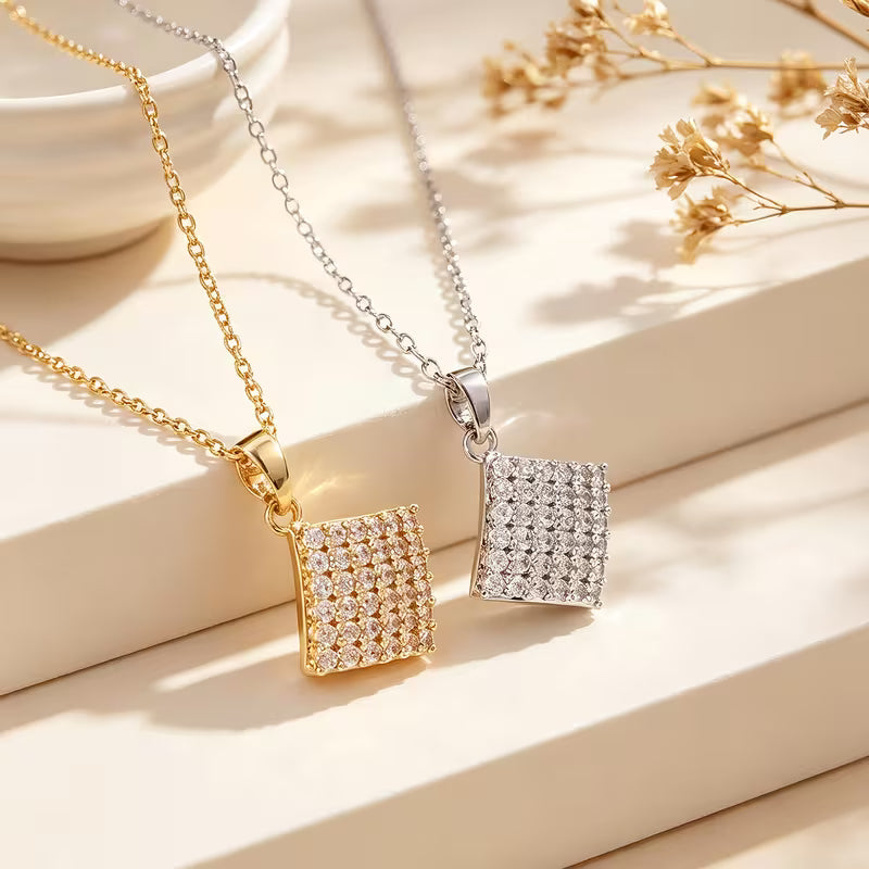 Pavé moissanite geometric pendant