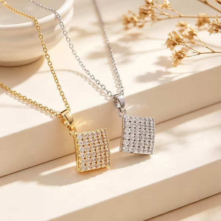 Pavé moissanite geometric pendant