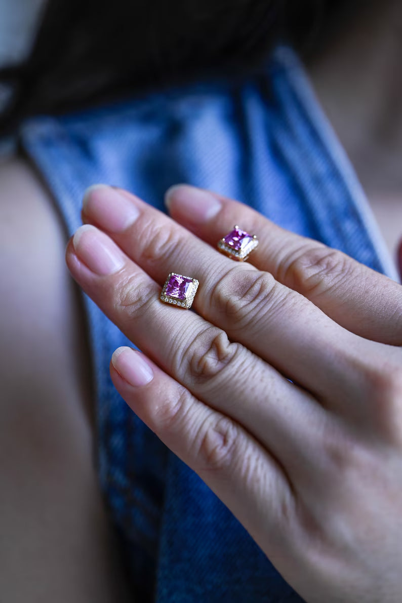 Pink halo earrings for special occasions